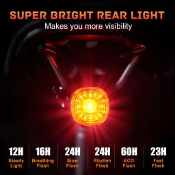 PHMAX Bicycle Smart Taillight Brake Sensing IP66 Waterproof Safety Warning Lamp 6 Modes For MTB Road Rear Light Bike Accessory