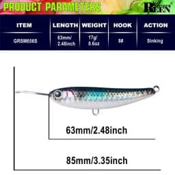 Sinking Minnow Fishing Bait 63mm/17g Artificial Pencil Lure For Bass Trout Fishing Lures