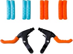 2 Pairs Silicone Brake Lever Covers for Bikes - Anti-Slip Handle Sleeves Fits Mountain & Road Bicycles Blue Orange Bicycle Grips