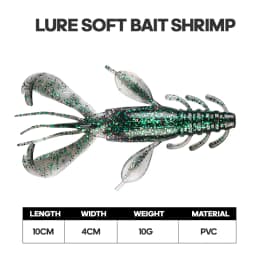 TAIYU-Soft Plastic Fishing Lure, Topwater Floating Shrimp, Lobster, Saltwater, Active Crayfish for Weedless Rigs, 4Pc Set