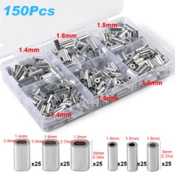 Fishing Aluminum Crimp Sleeves Oval Barrel Round Loop Sleeve Wire Leader Rigging Tackle Box Pesca Line Connectors 60-210Pcs Tube