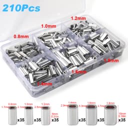 Fishing Aluminum Crimp Sleeves Oval Barrel Round Loop Sleeve Wire Leader Rigging Tackle Box Pesca Line Connectors 60-210Pcs Tube
