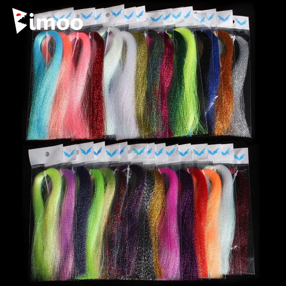2Packs Twisted Holographic Flashabou Tinsel Fly Fishing Tying Crystal Flash for Baitfish Streamer Jig Hook Lure Making Material