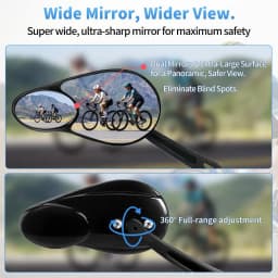 Bike Mirror Handlebar Mount, 360° Adjustable Dual-View Foldable Rear View Mirrors, Maximized Safety with Lightweight Scratch-Res