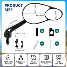 Bike Mirror Handlebar Mount, 360° Adjustable Dual-View Foldable Rear View Mirrors, Maximized Safety with Lightweight Scratch-Res