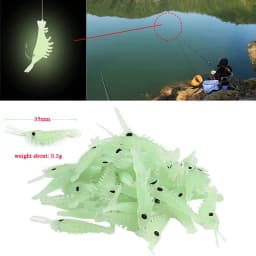 50Pcs Luminous Silicone Soft Shrimp Lure Baits Soft Lure Worms Glow Simulation Prawn Shrimps Fishing Tackle Lures Baits