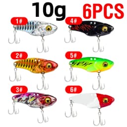 6PCS Metal VIB Lure 5g 7g 10g 15g 20g 3D Eyes Spoon Spinner Balancer Fishing Lure Sinking Jig Hard Bait Fishing Tackle