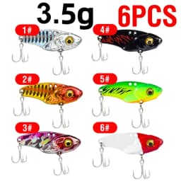 6PCS Metal VIB Lure 5g 7g 10g 15g 20g 3D Eyes Spoon Spinner Balancer Fishing Lure Sinking Jig Hard Bait Fishing Tackle