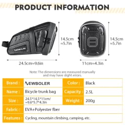 2.5L Bicycle Bag Large Capacity Bike Seat Bag Back Seat Pouch Reflective Bicycle Saddle Bag EVA for Mountain Road Bikes