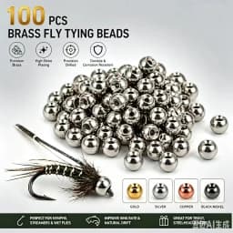 Elite TG 100Pcs 2.0-4.7mm 4Colors Fly Fishing Brass Beads Cyclops Nymph Head Beads Fly Tying Lure Making Materials