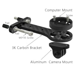KOCEVLO 3K Carbon Bicycle Computer Mount Bike Stem Extender Handlebar Torch Holder Cycling Camera Mount