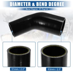 UXCELL 45 Degree 51mm-63mm 70mm-76mm ID 4Ply Car Elbow Reducer Silicone Hose Coupler Intercooler Tube Intake Piping