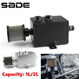 1L/2L Universal Car Aluminum Oil Catch Can Tank Baffled 10AN with Breather and Drain Tap Square Shape Reservoir Tank