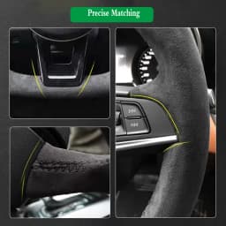 Hand-Stitched Genuine Leather Suede Car Steering Wheel Cover for Alfa Romeo Stelvio Giulia 2020-2022 Car Interior Accessories
