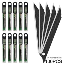 100Pcs Carbon Steel Replacement Black Blades 30/60 Degree Snap Off Knife Cutter Spare Blade Car Wrap Vinyl Film Cutting Tools