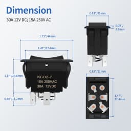 DaierTek UP Down Momentary Reverse Polarity Switch 12V 30A DPDT Polarity Reversing Switch RV Power Jack Switch for 5th Wheel