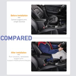 SEAMETAL Car Armrest Box Extender Elbow Support Universal Auto Arm Rest with USB Charging Ports Cup Holder Adjustable Length