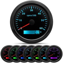 85MM Digital Tachometer 3000/4000/6000/7000/8000 RPM 7Colors Backlight Boat Tachometer with LCD for Car Marine Boat Yacht RV