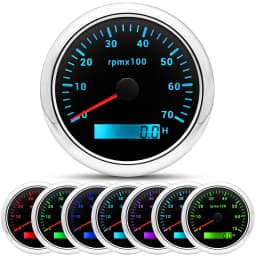 85MM Digital Tachometer 3000/4000/6000/7000/8000 RPM 7Colors Backlight Boat Tachometer with LCD for Car Marine Boat Yacht RV
