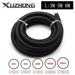 3M 5M 6M Oil Fuel Hose Oil Gas Line AN4 AN6 AN8 AN10 AN12 10FT Cooler Hose Line Nylon Stainless Steel Braided Pipe Tube in Stock