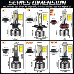 Bullvision 2PCS Car Lights H7 H4 H1 9006 H11 9005 H8 H9 Super Bright LED Headlights High Low Beam Fog Light Bulb White 6000K 12V