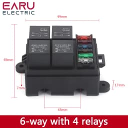 Earu 6-way Fuse Automotive Box with Relay Box Assembly, 12 Way 10 Way 8 Way Modified Circuit Protection Fuse Box