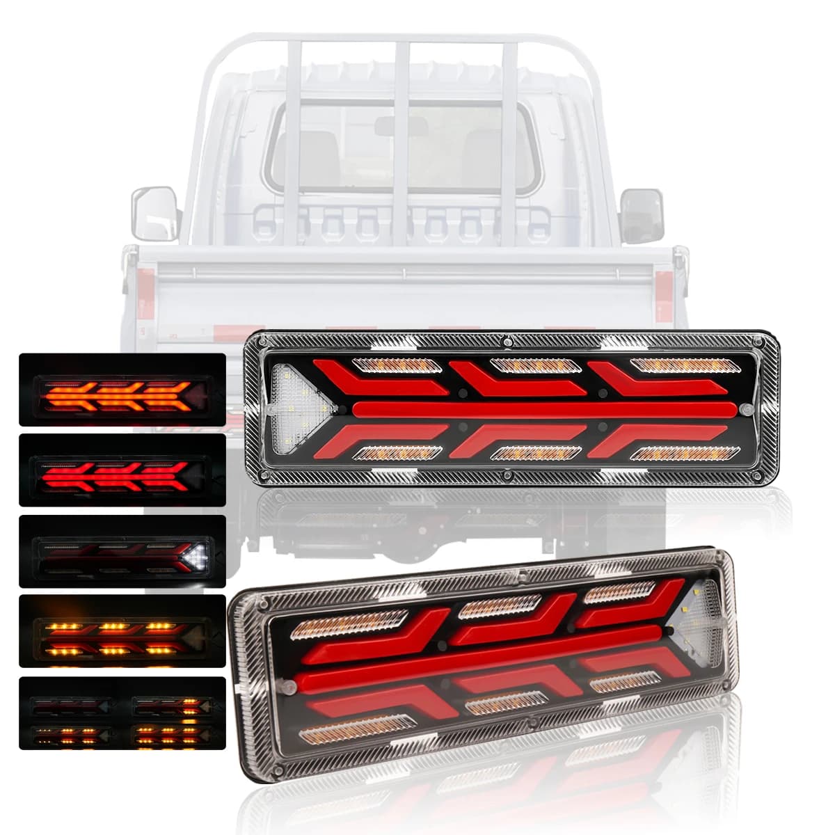 2X 12/24V Truck Tail Light Waterproof Shockproof LED Running Water Turn Signal Brake Lights Reverse Lorry Bus Trailer Fog Lamps