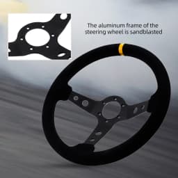 14Inch Racing Steering Wheel Suede 350mm Wheels with Horn Button Aluminum Frame PCD=6x70mm Deep-76mm Car/Game Universal