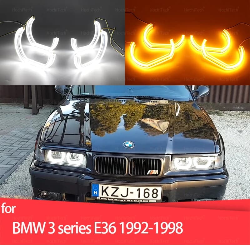 Switchback DTM Style Light LED Angel Eye Dual Color for BMW E36 3 Series with Euro headlights 1992-1998