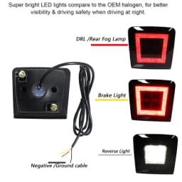 iJDM Car Rear Fog Light Assemblies For Nissan 370Z Juke NISMO Powered by Red LED as Brake/Rear Fog & White LED as Backup Reverse