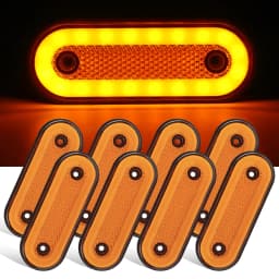 8pcs 12V 24V Oval LED Side Light Front Rear Clearance Side Marker Lamp Parking Light Trailer Trailer Camper Pickup Surface Mount