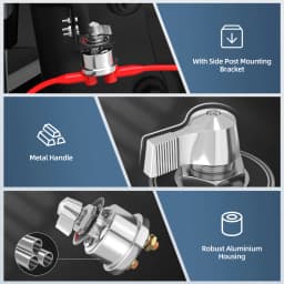 DaierTek 12V 200A High Current Battery Disconnect Switch with Side Post Mounting Bracket Cut Off Switch Master Switch for Car
