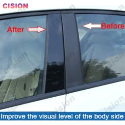 6x Glossy Black Car Door Center BC Pillar Post Cover Mirror Effect Trim For Mercedes Benz ML Class W164 Window Column PC Sticker
