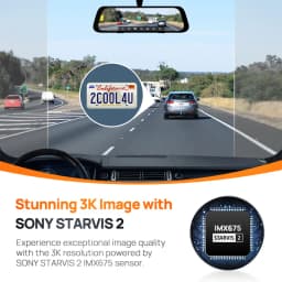 70mai Rearview Dash Cam S500 9.35'' Touch Screen 70mai S500 Car DVR 3K Super Capacitor Dual-Channel HDR Voice Control 24H Park