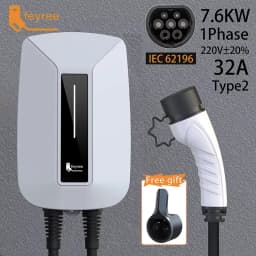 Feyree EV Charger Type2 Plug EVSE Wallbox 32A 7KW IEC62196-2 Socket 1 Phase 5m Cable Wallmount Charging Station for Electric Car