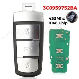jingyuqin 5pcs 3C0959752BA Remote Car Key Fob 434Mhz ID48 Chip For Volkswagen fit VW Passat B6 3C B7 Magotan CC 3 Buttons