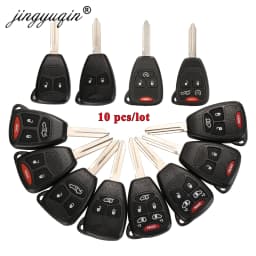 Jingyuqin 10X Car Key Shell Case 2/3/4/5/6 Butto for Chrysler Pacifica Aspen 300 Dodge RAM Caravan Jeep Commander Grand Cherokee