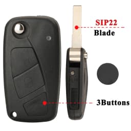 Jingyuqin 10pcs/lot GT10/SIP22 Black/Blue Flip Remote Key Shell Case For FIAT Punto Ducato Stilo Panda Iveco Lancia 2/3 Buttons