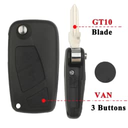 Jingyuqin 10pcs/lot GT10/SIP22 Black/Blue Flip Remote Key Shell Case For FIAT Punto Ducato Stilo Panda Iveco Lancia 2/3 Buttons