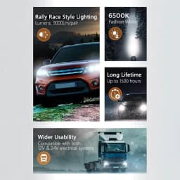 Philips LED H7 Ultinon Rally 3551 Max Power 50W 4500LM Car Headlight 6500K White LED Lamps Max Lumen Watt PX26d LUM11972U3551X2