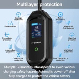 AFYEEV Portable Type2 IEC62196-2 EV Charger 16A GB/T EVSE Charging Cable Type1 SAE J1772 EU Plug Controller Wallbox for Car
