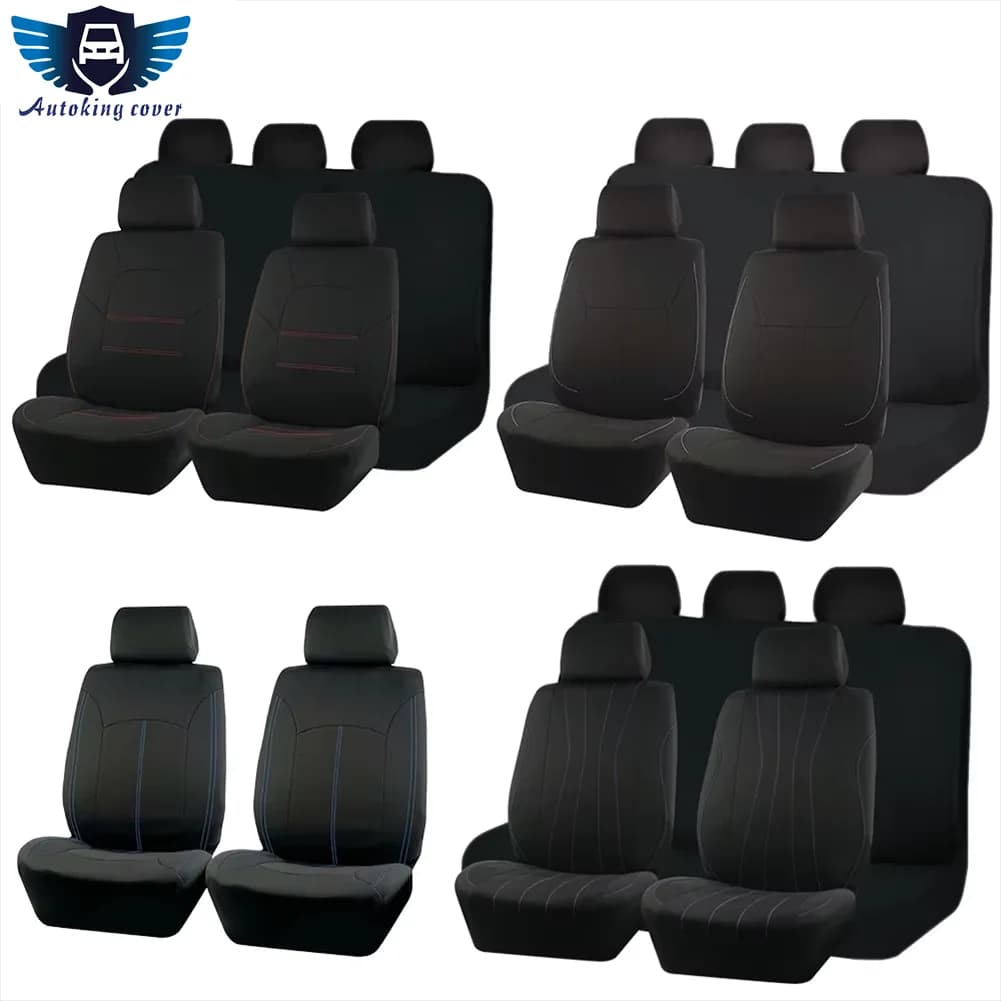 AUTOKING 4pcs/9pcs Universal Polyester Car Seat Cover Set Car Accessories Interior Fit For Most Car, Truck, SUV, or Van