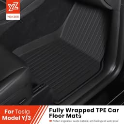 YZ For Tesla Floor Mat Model Y 2021-2026 Model 3 Highland Car Trunk Mat Luggage Mat TPE Waterproof Anti-Slip Set Floor Liner Mat