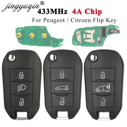 Jingyuqin 433MHz 4A HITAG AES Chip Flip Remote Van Car Flip Key For Peugeot Expert 308 3008 2016+ Citroen C4 Cactus 2014+ HU83