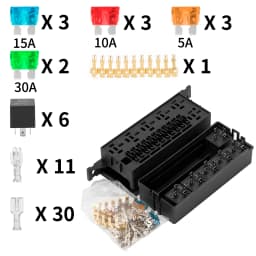 DaierTek 12V Auto 11 Way Fuse Relay Box Block With 5 Pin Relay and Fuses For Automotive Car Marine Truck Trailer Boat