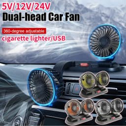 EAFC 5V 12V 24V Car Cooling Fan 360° Adjustable Dual Head Air Fan USB 2Speeds Automotive Electric Fan For Dashboard RV Truck