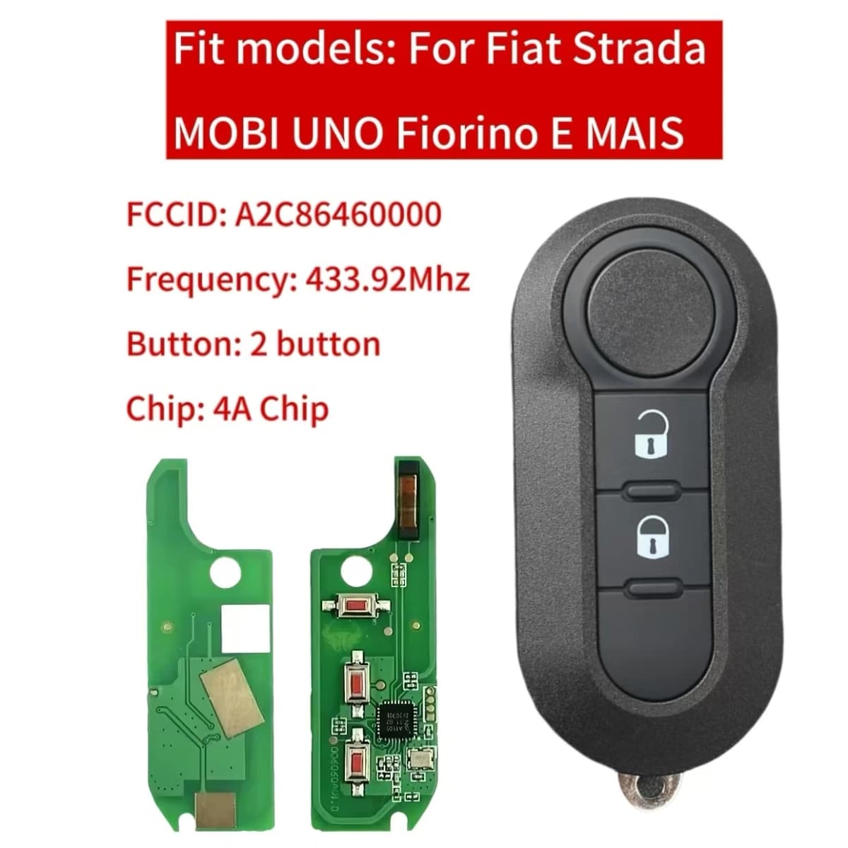 Jingxin 2/3Button Flip Remote Key HITAG AES 7945 4A Chip 433Mhz A2C86460000 Fob For Fiat Strada MOBI UNO Fiorino E MAIS Car Key