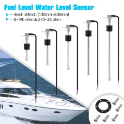 100-500mm Stainless Steel Marine Water Level Gauge Sensor Fit Boat Car Water Level Gauge Meter 0-190ohm with Red Backlight 9-32V