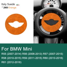 Super Suede For Mini Cooper F54 F55 F56 F57 F60 R55 R56 R57 R58 R59 R60 R61 Flannel Car Steering Wheel Center Cover Trim Sticker