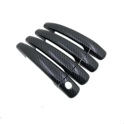 For Peugeot 208 2012-2019 Black Carbon Fiber Chrome Car Door Handle Cover Trim Sticker Styling Auto Accessories